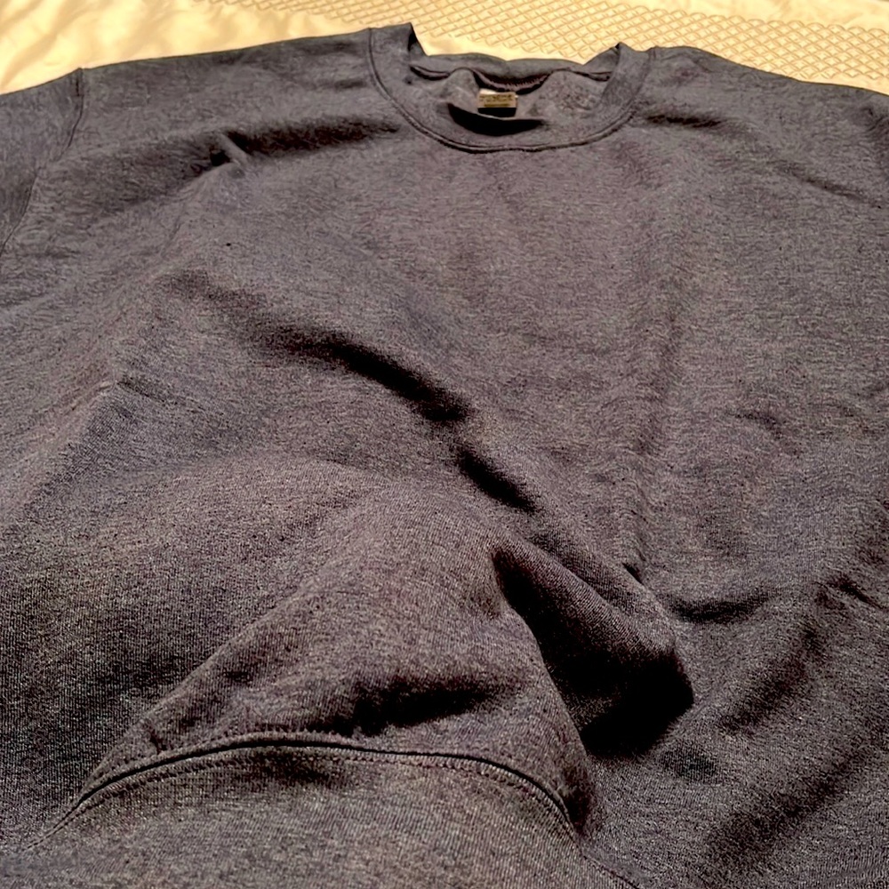 50 size medium and 50 size large crew neck sweatshirts in a Heather Navy Blue